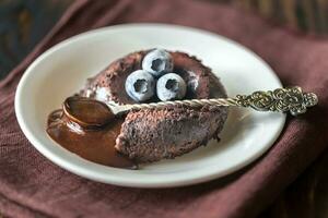 Chocolate fondant close up photo