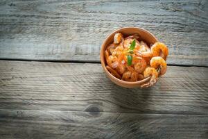 Fried shrimps flat lay photo