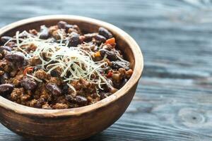 Bowl of chili con carne photo