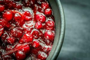 Bowl of homemade cranberry sauce photo