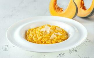 Portion of pumpkin risotto photo