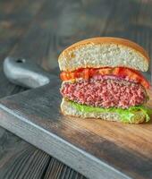 Hamburger on the cutting board photo