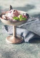 Blueberry and blackberry ice-cream photo