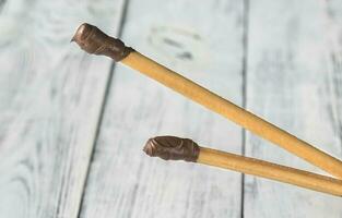 Breadsticks with chocolate cream photo