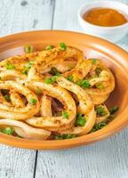 Fried squid rings photo