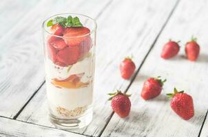 Strawberry and peach parfait photo