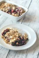 Portion of berry crumble photo