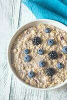 Bowl of oatmeal photo