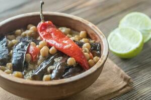 Eggplant and chickpea curry photo