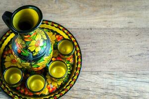 Set of jug and cups - russian style photo