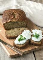 Zucchini bread on the wooden board photo