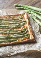 Asparagus tart closeup photo