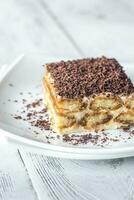 Tiramisu with chocolate topping photo