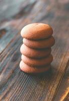 Chocolate biscuits on the wooden table photo