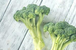 Broccoli on the wooden table photo