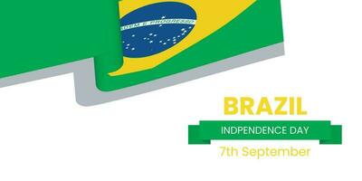 Brazil Independence Day Banner or Post Template with Waving Flags. Happy Independence Day Brazil 7th September. vector