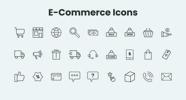 E-Commerce line web icon set. Outline icons. EPS 10 Vector. vector