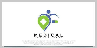 clínico logo diseño con creativo concepto vector