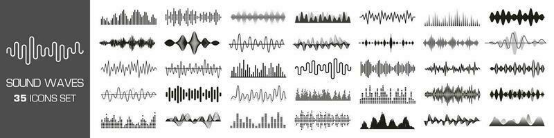 Sound wave icon set. Sound waveforms collection. Vector illustration.