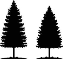 Pine trees Silhouette vector Set collection on white background, Vector illustration.