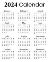 2024 Monthly Calendar Template vector