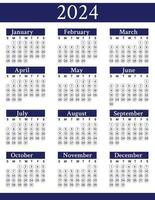 2024 Monthly Calendar Template vector