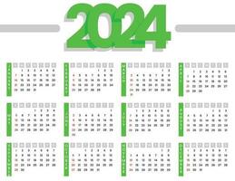 2024 Monthly Calendar Template vector