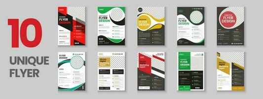 Colorful corporate and business flyer collection, flyer bundle, mega set brochure, annual report, proposal, leaflet, company profile, digital marketing poster and a4 layout with mockup vector