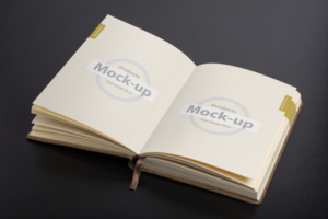 Opened daily planner notebook with smart object pages psd