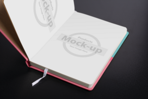 Opened daily planner notebook with smart object pages psd