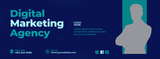 Business banner template design. Abstract light shape and city illustration background. Usable for banner, header, and cover psd