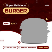 bandeira, hamburguer poster, para social meios de comunicação publicar, moderno modelo promoção com quente e delicioso tema. vermelho fundo psd