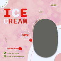 Post ice cream social media post template design banner post psd templet