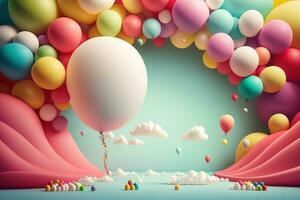 3D background with balloons and copy space photo