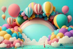 3D background with balloons and copy space photo