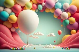 3D background with balloons and copy space photo