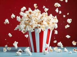 Popcorn on a vivid background photo