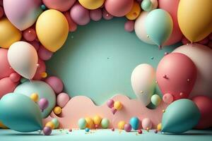 3D background with balloons and copy space photo