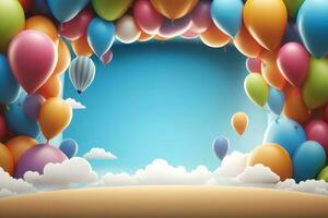 3D background with balloons and copy space photo