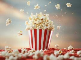 Popcorn on a vivid background photo