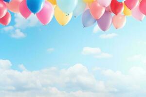 3D background with balloons and copy space photo