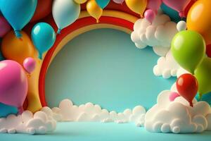 3D background with balloons and copy space photo