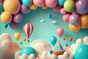 3D background with balloons and copy space photo