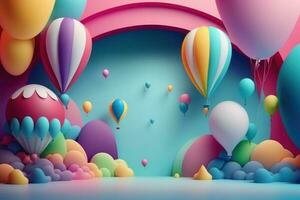 3D background with balloons and copy space photo