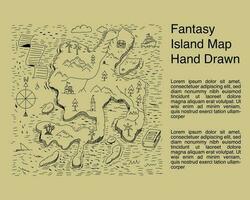 Fantasy island map hand drawn Illustration vector