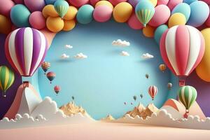 3D background with balloons and copy space photo