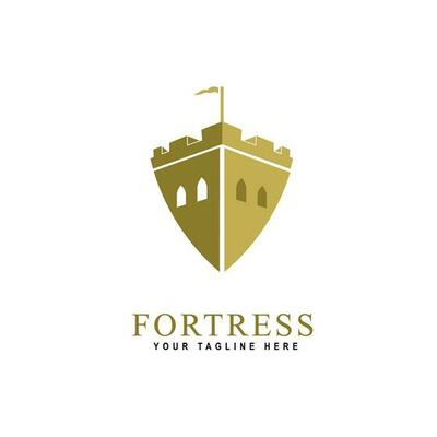 fortress logo in the form of a shield design concept template vector illustration