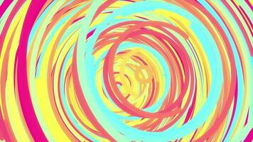 Yellow blue pink orange colored rings actively motion animation. Color rounds energetic action creative background. Circular colorful installation attractive backdrop. video