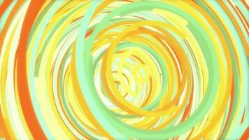 Orange green yellow summer colored rings actively motion animation. Color rounds energetic action creative background. Circular colorful installation attractive backdrop. video