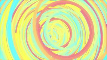 Yellow blue pink color rounds energetic action creative background. Circular colorful installation attractive backdrop. Multi-colored circles overlap impressive design. video